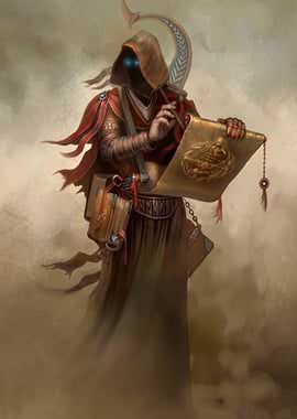 Mysterious Hooded Scribe with Scroll Supreme Magus