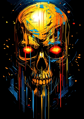 Abstract Drip Art Skull