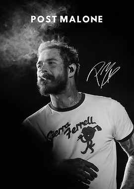 Post Malone Black and White Portrait