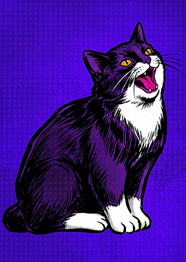 Pop Art Style Yowling Cat