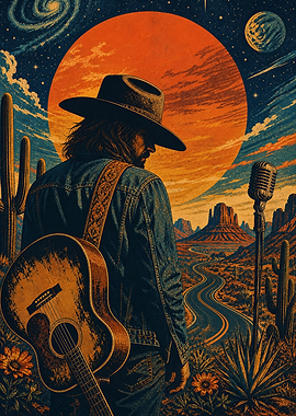 Cosmic Country Musician in Desert