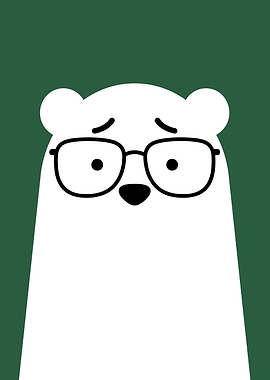 Minimalist Cartoon Polar Bear with Glasses