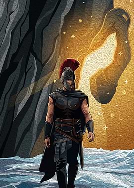 Spartan Warrior in Golden Light