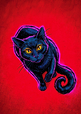 Pop Art Black Cat Illustration
