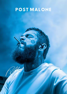 Post Malone Blue Portrait Poster