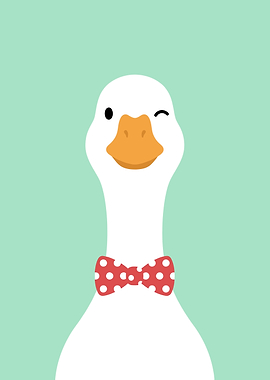 Cute Winking Goose with Bowtie