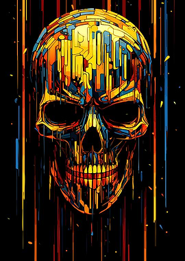 Abstract Drip Art Skull