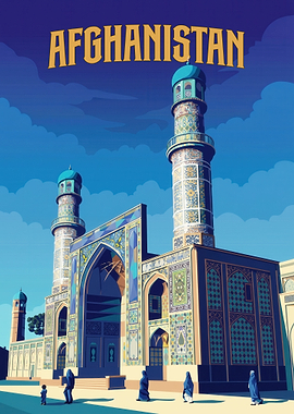Afghanistan Mosque Travel Poster