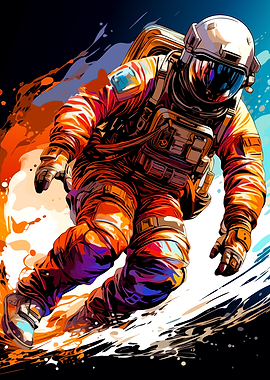 Vibrant Abstract Astronaut in Motion