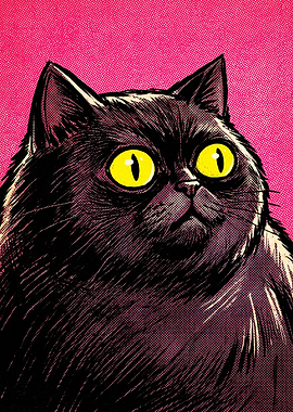 Pop Art Black Cat Portrait