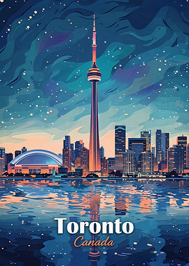 Toronto Skyline Travel Poster