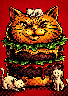 Cat Burger Illustration