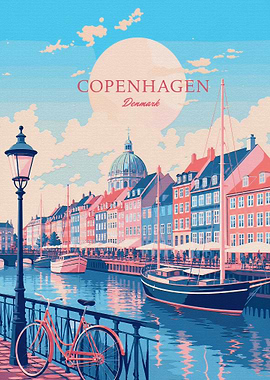 Copenhagen Nyhavn Travel Poster
