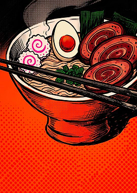 Pop Art Ramen Bowl Illustration