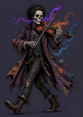Skeleton Musician Playing Violin