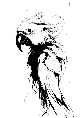 Minimalist Ink Sketch of a Parrot