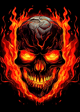 Fiery Skull Digital Illustration