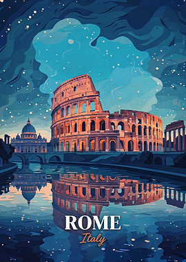 Rome Italy Colosseum Travel Poster