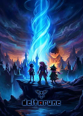 Deltarune Heroes Facing the Dark Fountain