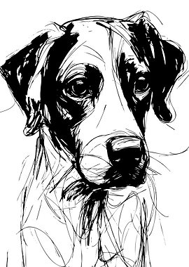 Expressive Scribble Art Dog Portrait