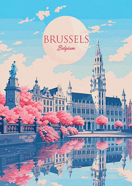 Brussels Belgium Travel Poster Art