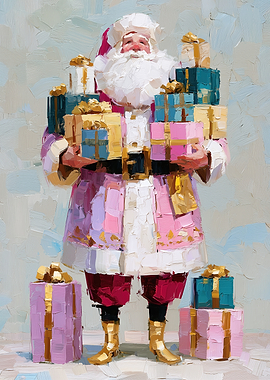 Impressionist Oil Painting of Santa Claus
