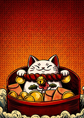 Lucky Maneki Neko Wealth Illustration