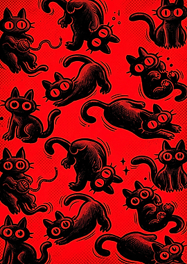 Playful Black Cat Pattern