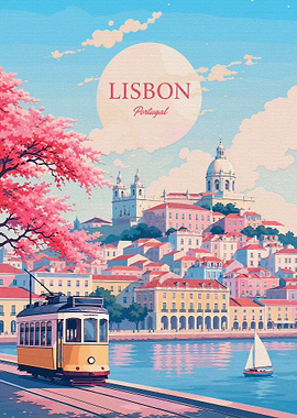 Lisbon Portugal Travel Poster