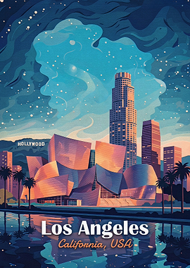 Los Angeles Cityscape Travel Poster
