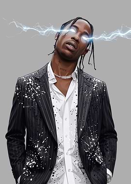 Travis Scott Electric Portrait Illustration
