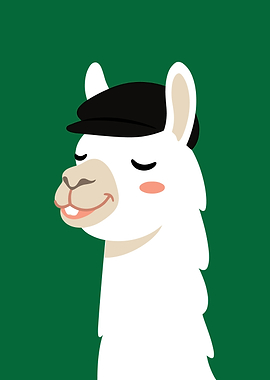 Cute Llama Wearing a Flat Cap