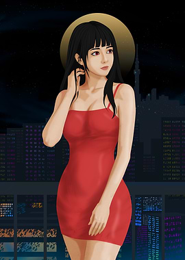 Anime Girl in Red Dress