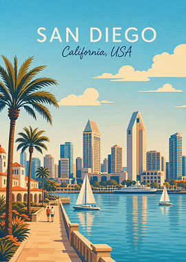 San Diego California Travel Poster