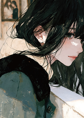 Melancholic Anime Girl Portrait