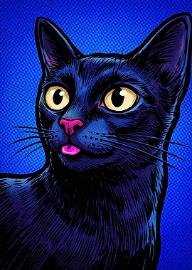 Pop Art Black Cat Portrait