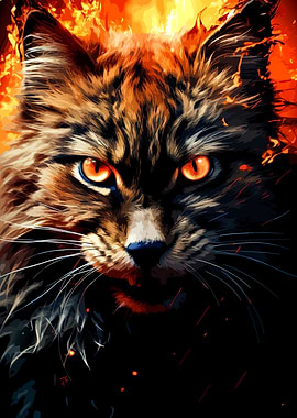 Fiery Cat Portrait
