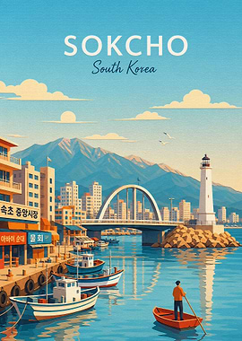 Sokcho South Korea Travel Poster
