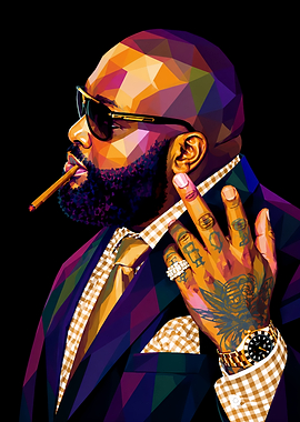 Rick Ross Low Poly Portrait