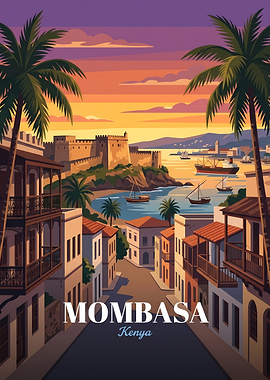 Vintage Travel Poster of Mombasa, Kenya