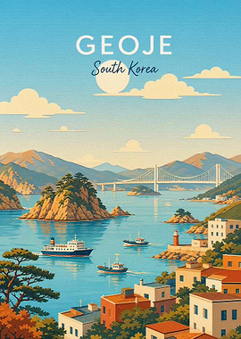 Geoje South Korea Travel Poster