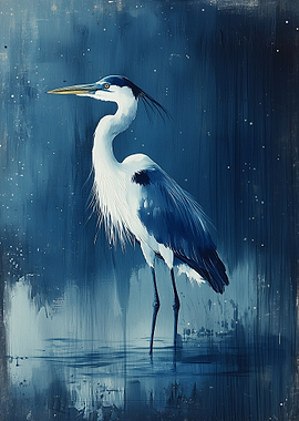 Blue Heron Watercolor Art, Poster Design