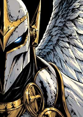The Redeemer Winged Knight in Golden Armor