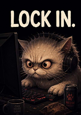Lock In Gaming Cat Poster