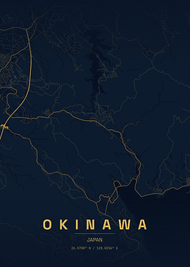 Minimalist Map of Okinawa Japan