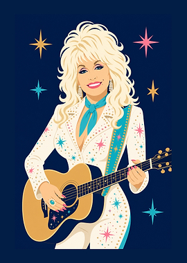 Dolly Parton Retro Style Illustration