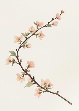 Delicate Pink Cherry Blossom Branch