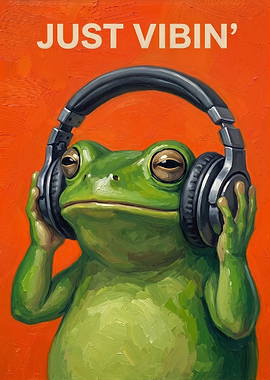 Frog Listening to Music Painting