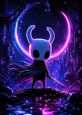 Neon Hollow Knight Digital Art