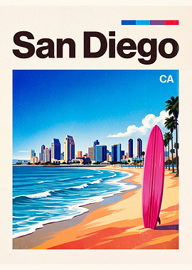 San Diego California Travel Poster